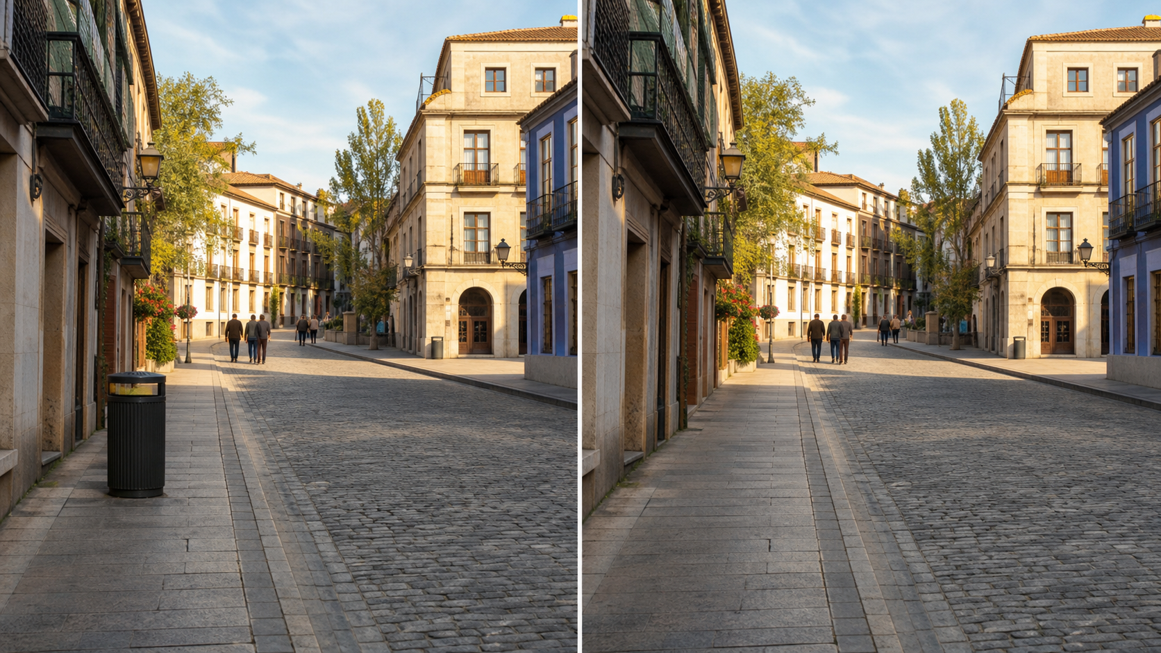 AI before-and-after object removal from a photo