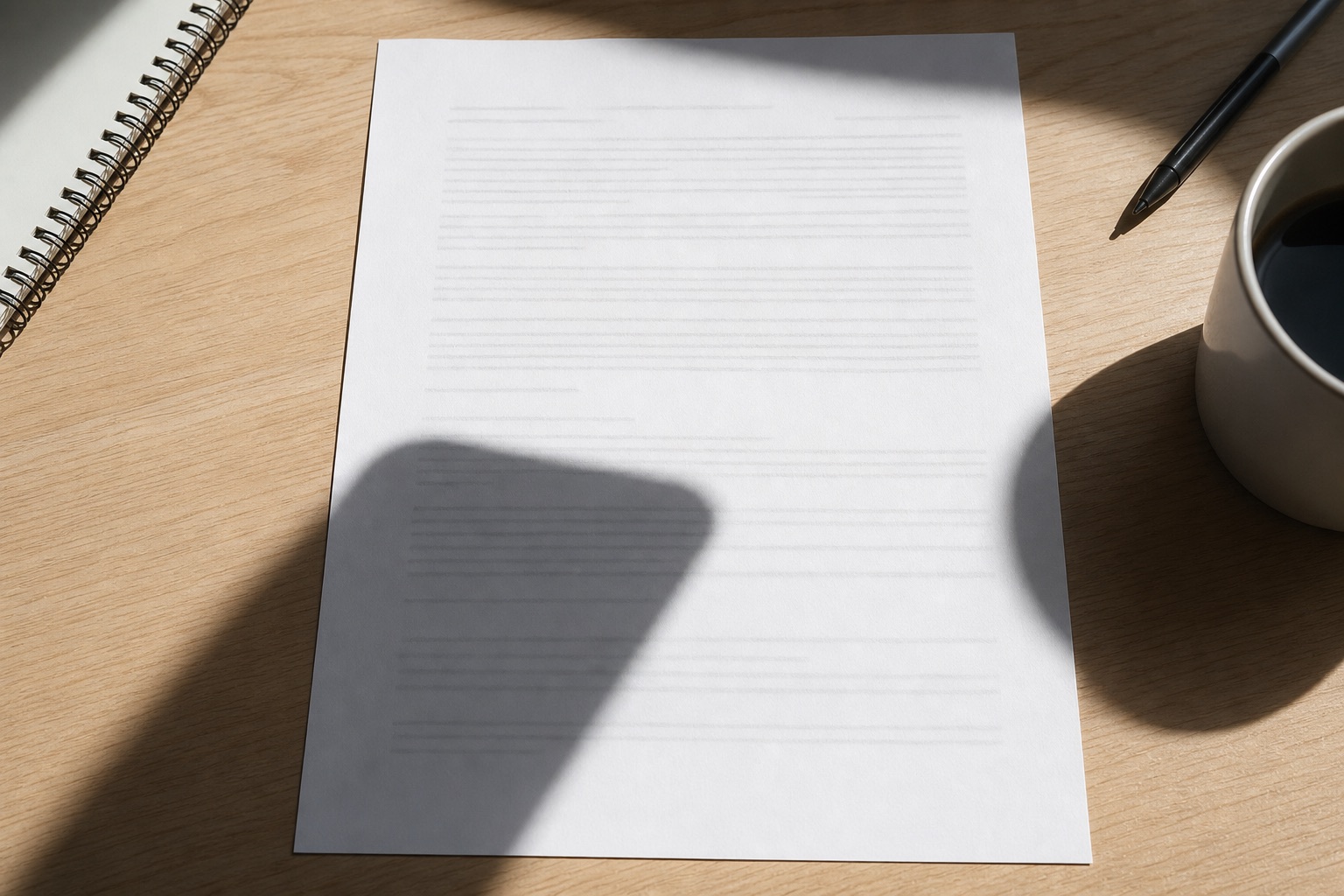 Phone shadow crossing a document photo