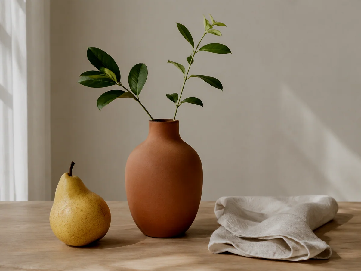 A darker product setting: Lower brightness across a tabletop product photograph.