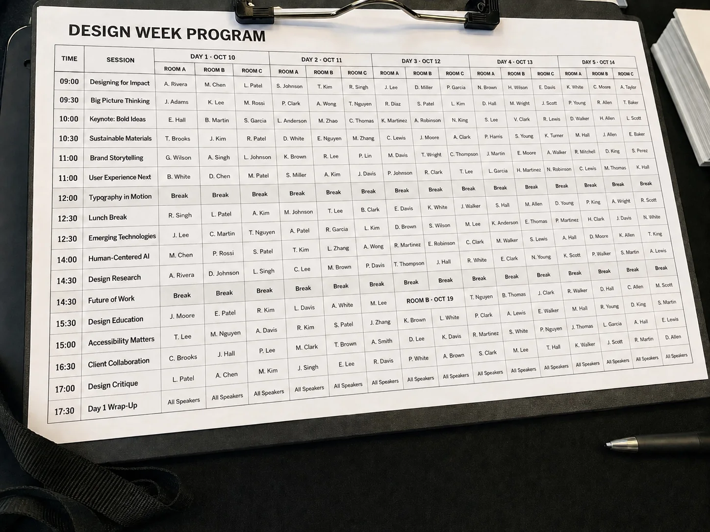 The same conference program with only one session date corrected