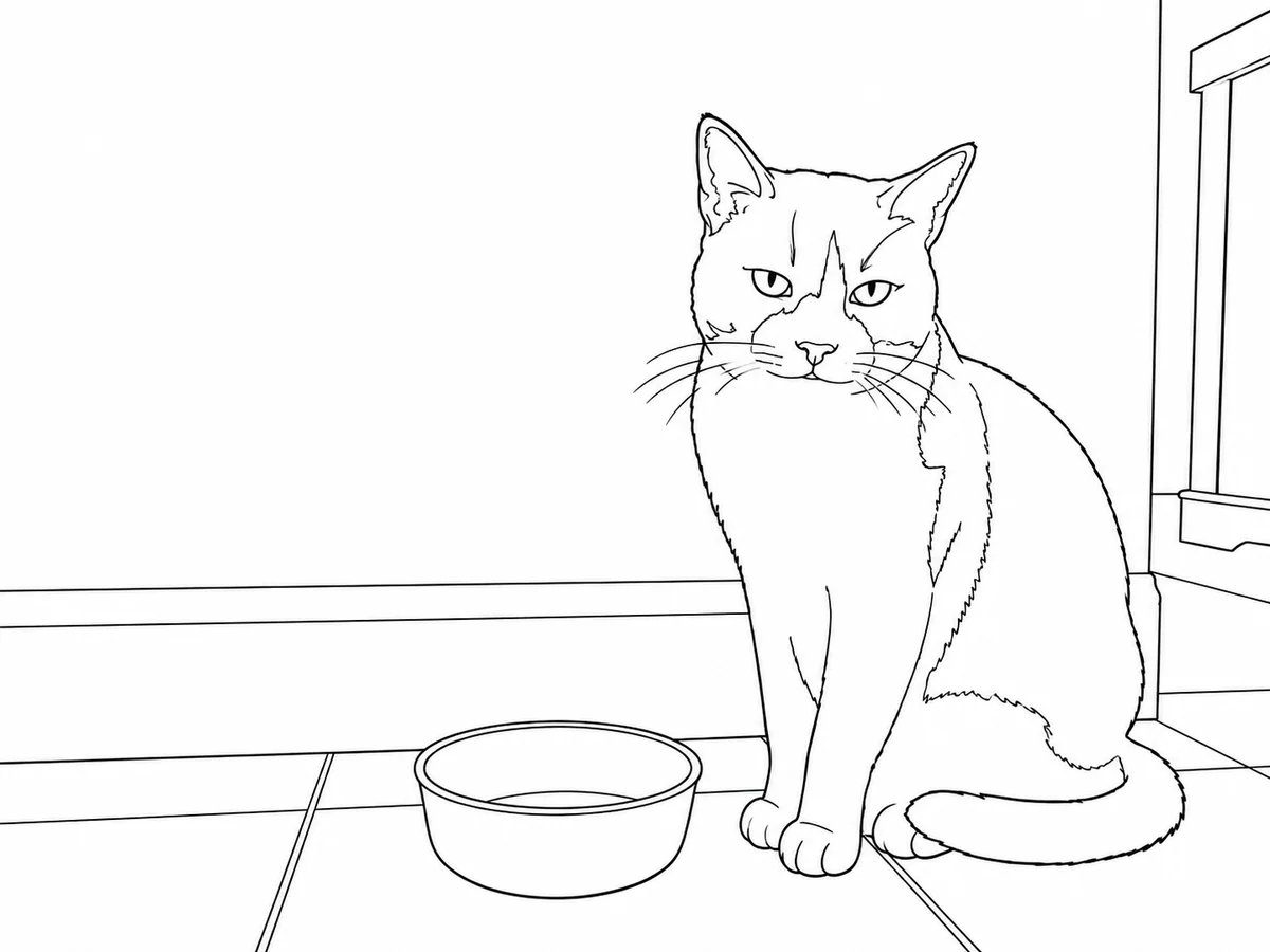 Un portrait de votre animal: Remplacez la texture du pelage et les ombres par des contours de chat avec des espaces ouverts.